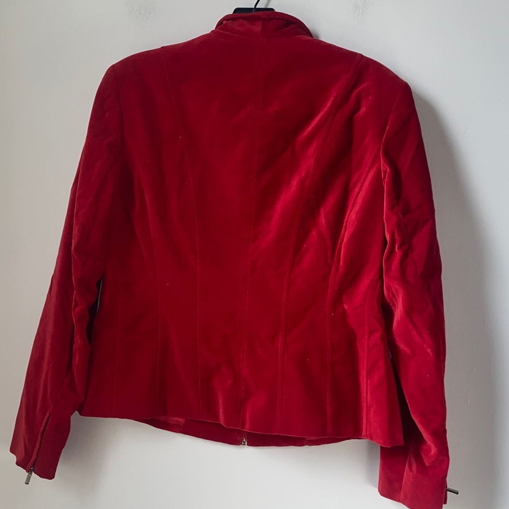 Jones New York Petites Women's Red Bomber Jacket - Picture 7 of 9